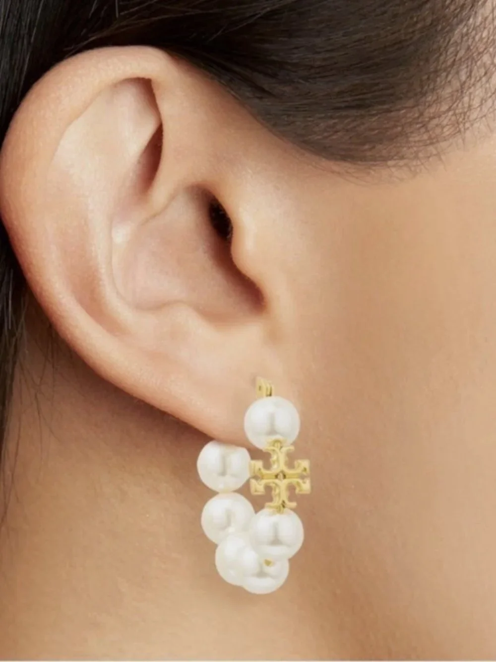 Tory Burch Kira Pearl Hoop Earrings